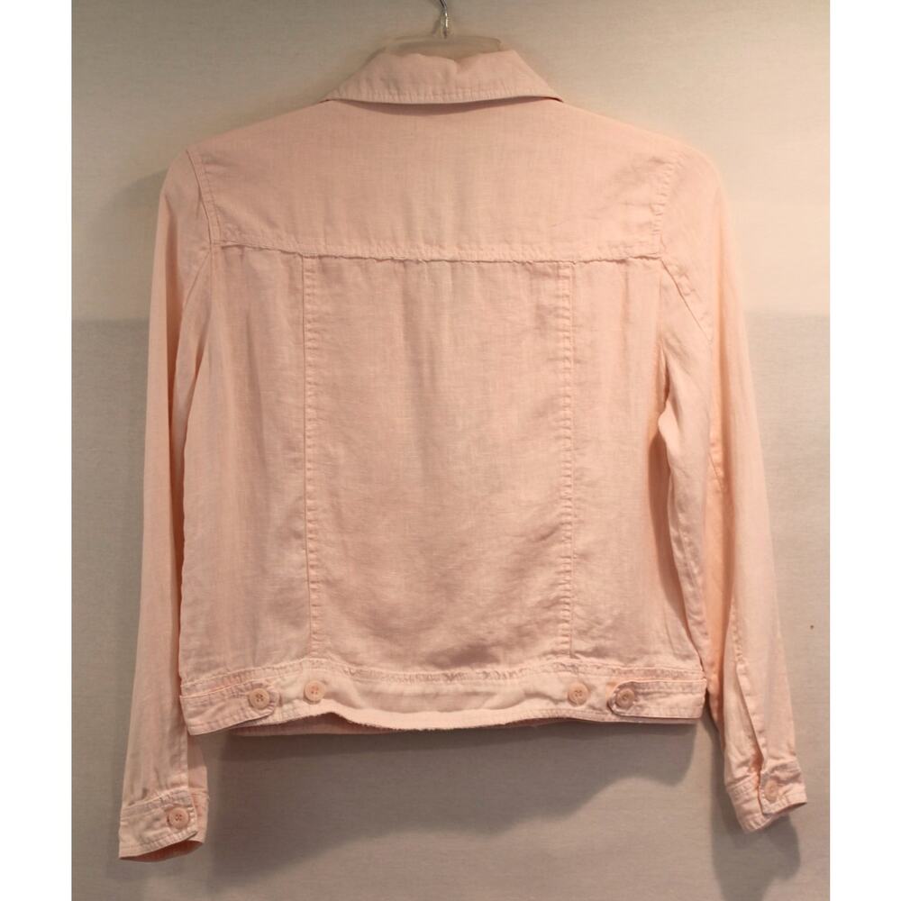 Lulu B Coastal Linen Jacket Womens M Peach Frayed Edges Lightweight Button Up - Picture 5 of 8